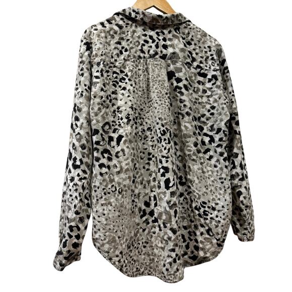 Cloth & Stone for Anthropologie Green Leopard Print Tencel Button-Down Top XL - Picture 3 of 6